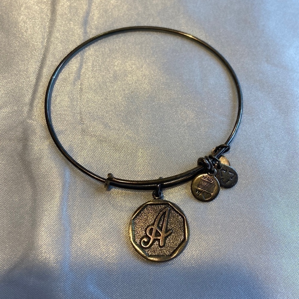 Alex and Ani Letter A Silver Charm Bangle Bracelet